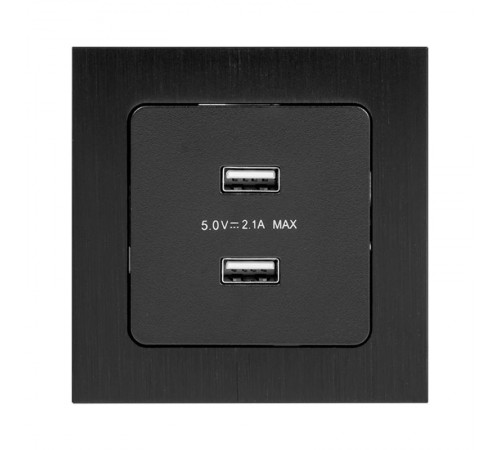 Стокгольм Механизм Розетки USB 2-местной 2,1А черный PROxima  EZR16-028-10-2USB  EKF