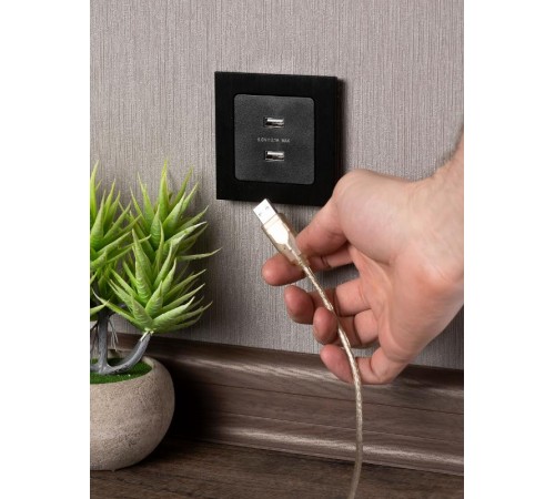 Стокгольм Механизм Розетки USB 2-местной 2,1А черный PROxima  EZR16-028-10-2USB  EKF