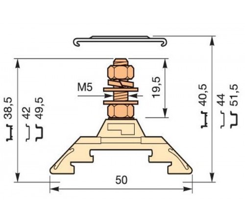 Клемма HD10/12.F5.2 1шпилька10мм.кв. жел  1SNA205396R0300  TE
