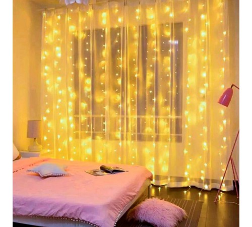 Гирлянда световая  Дождь/Занавес 3*2 м, ЕNIG - 320W  , 320  диодов, теплый белый, 8 режимов, 220V, IP20  Б0051872  ЭРА