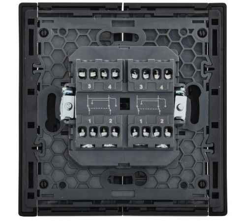 FORTE&PIANO Выключатель 2-клавишный перекрестный 10А FP109 черный  FP-V23-0-10-1-K02  IEK