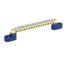 Шина "N" нулевая 6х9мм 18/2 (18 групп/крепеж по краям) с двумя угловыми изоляторами (10 шт/уп)  PR08.28935  Промрукав