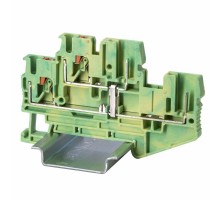 Клемма заземления двухуровневая под вставной штекер, зажим push-in, 4 точки подключения, 2.5 кв.мм  VPRTT-2.5-2P-PE  DKC