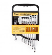 Набор гаечных комбинированных трещоточных ключей с шарниром НТКШ-8 (8-19) серия KBT-PROFESSIONAL  91951  КВТ