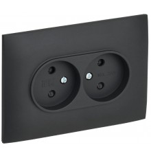 SKANDY Розетка 2-местная без з/к с з/ш 10А сб. SK-R09G графит  SK-R23-10-K53-F  IEK