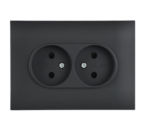 SKANDY Розетка 2-местная без з/к с з/ш 10А сб. SK-R09G графит  SK-R23-10-K53-F  IEK