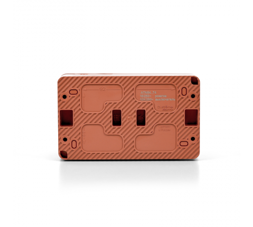 AtlasDesign Profi54 Терракотовый О/У Блок: Розетка с заземлением со шторками 16А, Выключатель 2-клавишный 10 АХ  ATN547074  SE