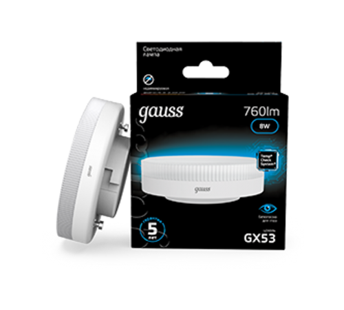 Лампа светодиодная GX53 8W 760lm 6500K LED 1/10/100  108008308  Gauss