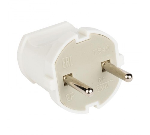 Вилка прямая б/з бел. 6А 250В EKF PROxima  AVP6-10  EKF