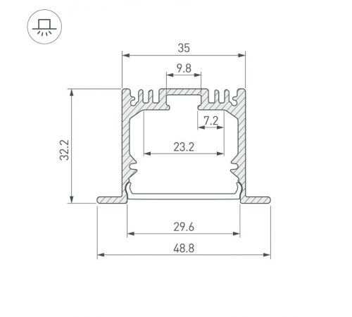 Профиль алюминиевый для светодиодной ленты SL-LINIA49-F-2000 ANOD  019313  Arlight