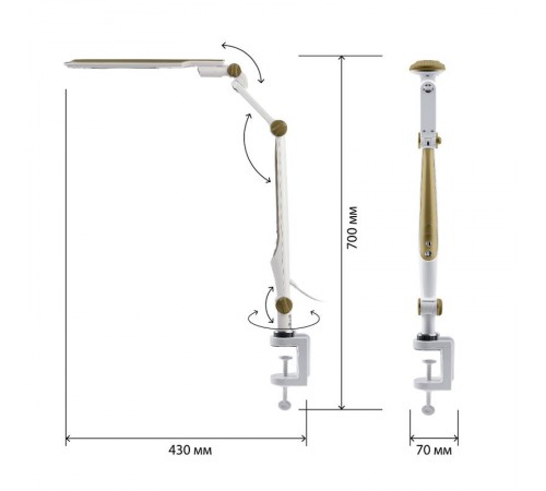 Светильник настольный NLED-496-12W-G светодиодный на струбцине золото  Б0052769  ЭРА
