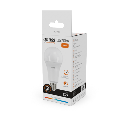 Лампа светодиодная LED Elementary A67 35W E27 2670lm 3000K  70215  Gauss