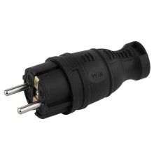 Вилка каучуковая c заземлением 16A IP44 прямая черная V8-B-IP44 Б0044540  ЭРА