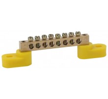 Шина PE "земля" на двух угловых изоляторах ШНИ-6х9-8-У2-Желтый (10/300/9600) NO-222-109-1  Б0044158  ЭРА