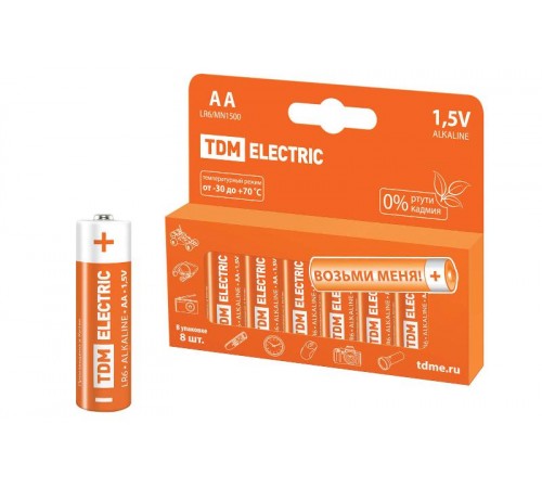 Элемент питания LR6 AA Alkaline 1,5V PAK-8   SQ1702-0009  TDM