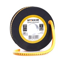 Кабель-маркер "6" для провода сеч.2,5мм , желтый (1000шт в упак)  39103  STEKKER