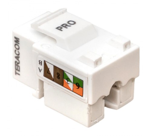 Модуль Keystone TERACOM PRO Cat.5E RJ-45 неэкранированный 110 IDC 90 градусов белый  TRP-KSTN-90D-5EUTP-WH  EKF