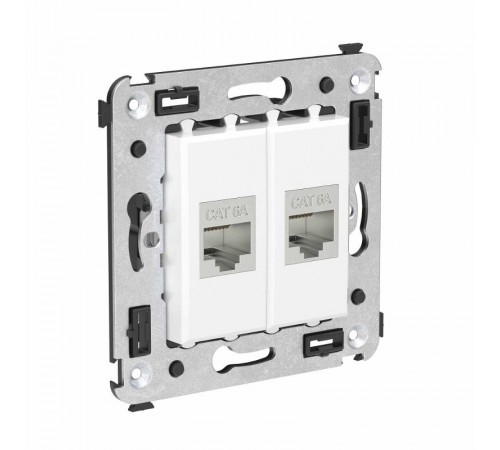 Компьютерная розетка RJ-45 без шторки в стену, кат.6А двойная экранированная, "Avanti", "Белое облако"  4400774  DKC