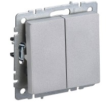 BRITE Выключатель 2-клавишный 10А ВС10-2-0-БрА алюминий  BR-V20-0-10-K47  IEK