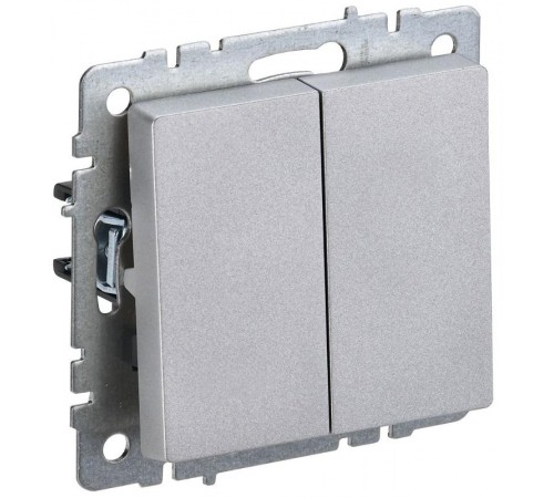BRITE Выключатель 2-клавишный 10А ВС10-2-0-БрА алюминий  BR-V20-0-10-K47  IEK