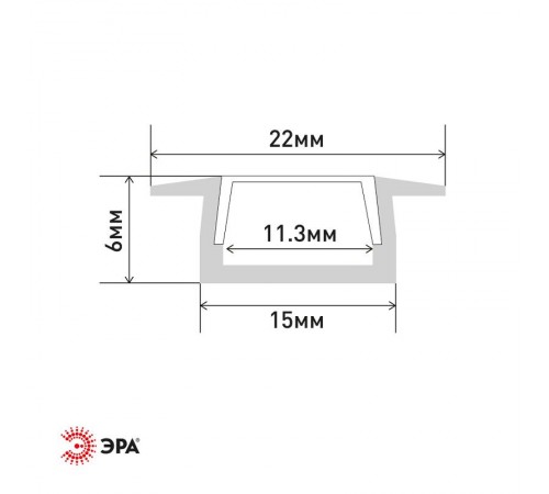 Комплект с врезным анодированным профилем с фланцем CAB251 2206 21х6мм, 2м  Б0039464  ЭРА