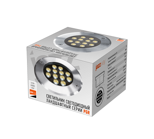Светильник светодиодный архитектурный ДВУ PGR R180 12w 4000K 30° Сhrome грунтовый встраиваемый IP67  5006560A  Jazzway