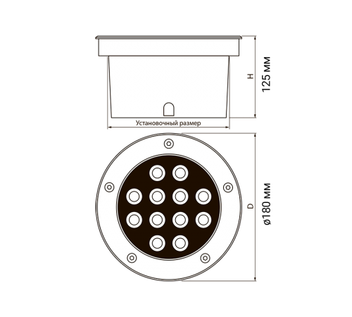 Светильник светодиодный архитектурный ДВУ PGR R180 12w 4000K 30° Сhrome грунтовый встраиваемый IP67  5006560A  Jazzway