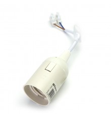 Патрон Е27 подвесной с клеммой, 230V, огнеупорный пластик, медь, полипропилен, цвет белый, размер 38*55 мм, LH108  41033  Feron