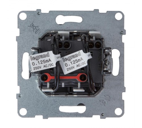 SUNO Выключатель двухклавишный 10АХ 250В с подсветкой/индикацией. Безвинтовые зажимы. Цвет "Алюминий"  721315  Legrand