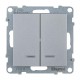 SUNO Выключатель двухклавишный 10АХ 250В с подсветкой/индикацией. Безвинтовые зажимы. Цвет "Алюминий"  721315  Legrand