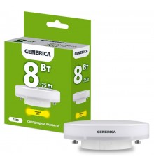 Лампа светодиодная T80 таблетка 8Вт 230В 3000К GX53   LL-T80-08-230-30-GX53-G  GENERICA