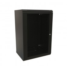 WR-TW-1845-SD-RAL9004 Шкаф настенный 19-дюймовый (19"), 18U, 908x600х450мм, перфор. метал. дверь с замком, (RAL 9004)  521258  WRLine