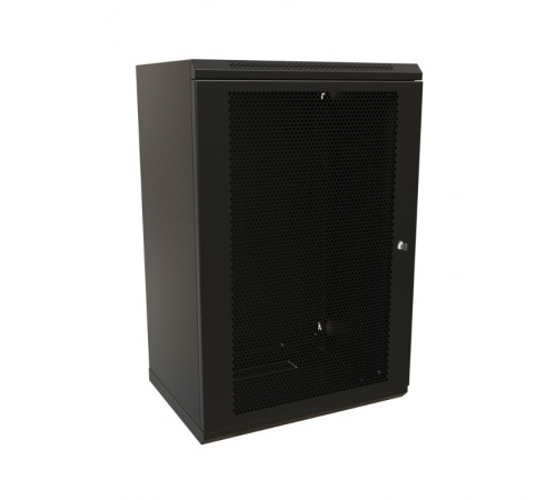 WR-TW-2245-SD-RAL9004 Шкаф настенный 19-дюймовый (19"), 22U, 1086x600х450мм, перфор. метал. дверь с замком, (RAL 9004)  521260  WRLine