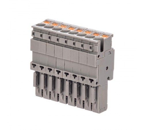 Штекер, зажим push-in, 8 точек подключения, 2.5 кв.мм, серый  VPR-P-2.5-8  DKC