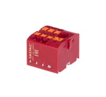 Блок распределительный, зажим push-in, 1 ввод 6 кв.мм, 6 точек подключения 2,5 кв.мм, красный  DTP1-106-104SPUR  DKC