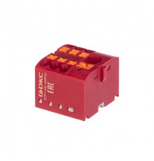 Блок распределительный, зажим push-in, 1 ввод 6 кв.мм, 6 точек подключения 2,5 кв.мм, красный  DTP1-106-104SPUR  DKC