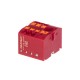 Блок распределительный, зажим push-in, 1 ввод 6 кв.мм, 6 точек подключения 2,5 кв.мм, красный  DTP1-106-104SPUR  DKC