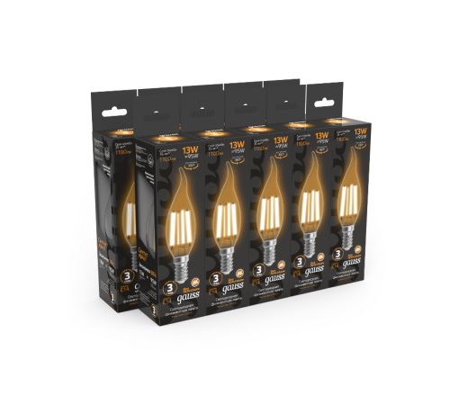 Лампа светодиодная Filament Свеча на ветру 13W 1100lm 2700К Е14 LED 1/10/50  104801113  Gauss