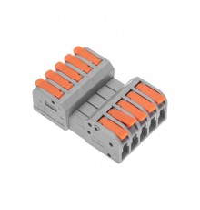 Клемма СМК 222-425R проходная разъемная 5 полюсов серая 0,2-2,5/4мм (блистер 3 шт/уп)  07-5265-3  REXANT