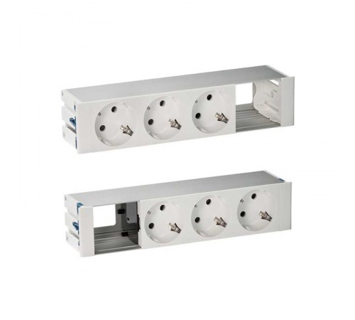 Simon S400 Двухсторонний Врезной розеточный блок с крышкой, ввод щетка, 6x2P+E, 2 пустых модуля, черный, S400  46403000-138  Simon