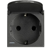 Axolute Розетка 2К+З с крышкой, 10/16 А 250 В с бок. з/к Schuko, с Экр. конт., клеммы с авт. заж., цвет антрацит, нем. стандарт  HS4141PW  Legrand