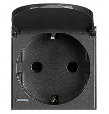 Axolute Розетка 2К+З с крышкой, 10/16 А 250 В с бок. з/к Schuko, с Экр. конт., клеммы с авт. заж., цвет антрацит, нем. стандарт  HS4141PW  Legrand