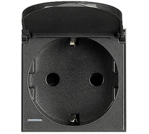 Axolute Розетка 2К+З с крышкой, 10/16 А 250 В с бок. з/к Schuko, с Экр. конт., клеммы с авт. заж., цвет антрацит, нем. стандарт  HS4141PW  Legrand