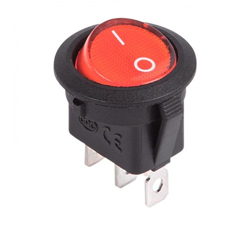 Выключатель клавишный круглый 12V 20А (3с) ON-OFF красный с подсветкой  36-2585  REXANT