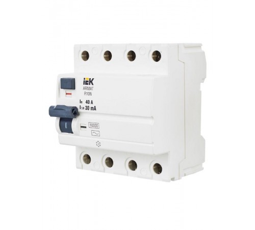 Выключатель дифференциальный (УЗО) R10N 4P 40А 30мА тип A ARMAT  AR-R10N-4-040A030  IEK