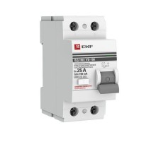 Выключатель дифференциальный (УЗО) селективное 2P 25А/100мА (электромеханическое) PROxima  elcb-2-25-100S-em-pro  EKF (замена - E1026MS25100)