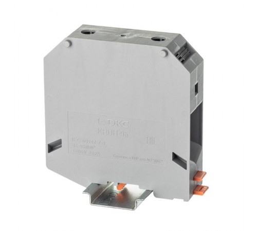 Клемма проходная, винтовой зажим, 2 точки подключения,  95 кв.мм, серая  KRUH-95  DKC