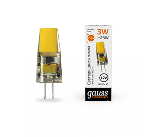 Лампа светодиодная Elementary G4 12V 3W 250lm 3000K силикон LED 1/20/200  18713  Gauss