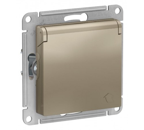 AtlasDesign Шампань Розетка с заземлением, со шторками, с крышкой, 16А, механизм  ATN000546  SE