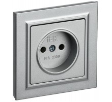 BRITE Розетка без заземления без шторок10А в сборе РСР10-1-0-БрА алюминий  BR-R10-10-K47-F  IEK